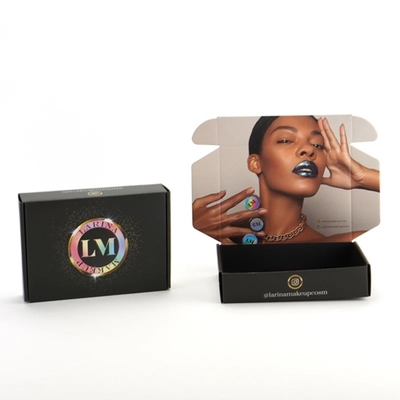 Embossing Debossing Cosmetic Black Mailer Box Wig Storage Box Customized Size