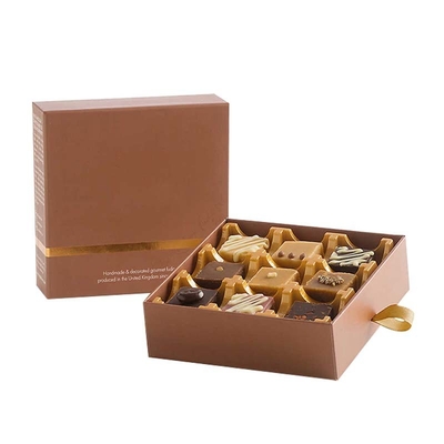 Nine Grids Chocolate Rigid Cardboard Box Food Grade Multi Grid Drawer Storage Box