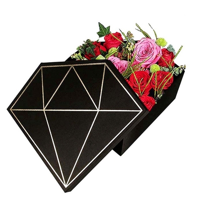 FSC Custom Printed Diamond Flower Box Gold Hot Stamping Diamond Rose Box