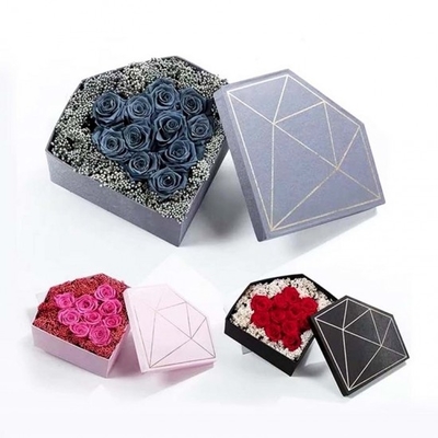 FSC Custom Printed Diamond Flower Box Gold Hot Stamping Diamond Rose Box