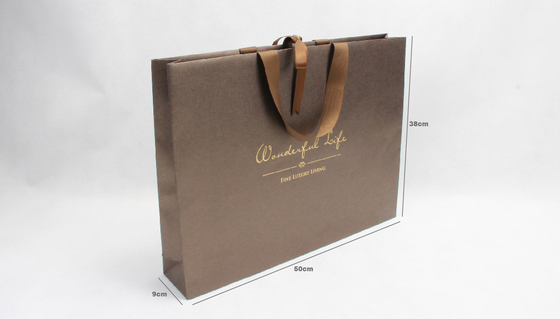 Bright Gold Iridescent Paper Bags Screen Printing Brown Paper Gift Bags