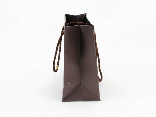 Matt Coated Personalized Paper Bags Brown Chocolate Shopping Paper Bags