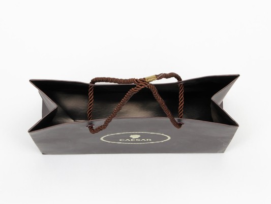 Matt Coated Personalized Paper Bags Brown Chocolate Shopping Paper Bags
