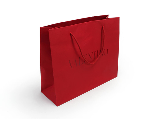 4C 6C Offset Printing Garment Paper Bags Dazzling Red Paper Gift Bags With Handles