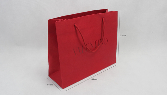 4C 6C Offset Printing Garment Paper Bags Dazzling Red Paper Gift Bags With Handles