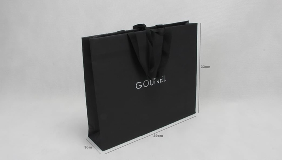 Full Embossing Black Dyed Garment Paper Shopping Bags With Handles