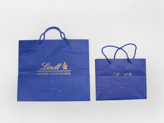 C1S C2S Glossy Coated Personalized Paper Bags Sea Blue Garment Shopping Paper Bags