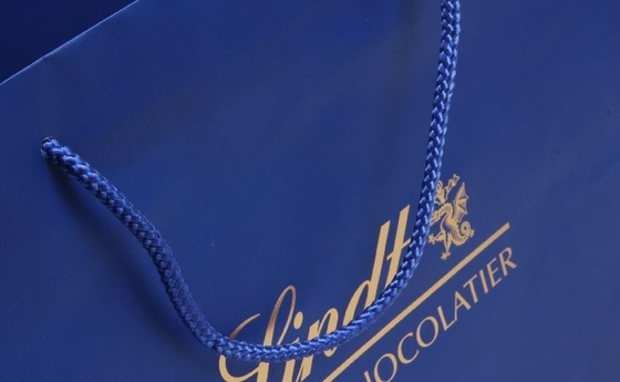 C1S C2S Glossy Coated Personalized Paper Bags Sea Blue Garment Shopping Paper Bags