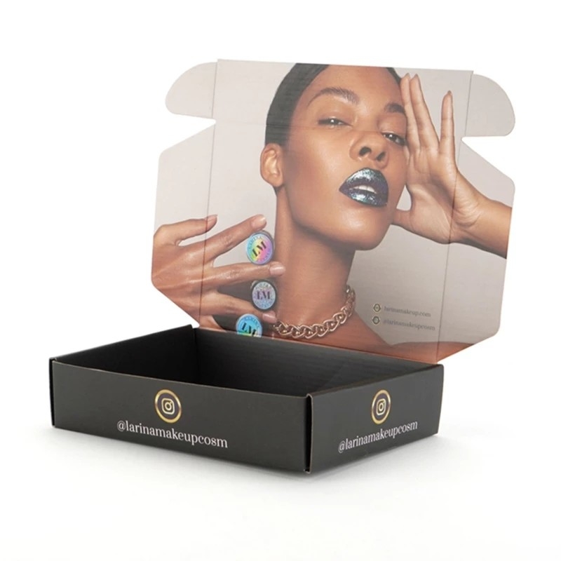 Embossing Debossing Cosmetic Black Mailer Box Wig Storage Box Customized Size