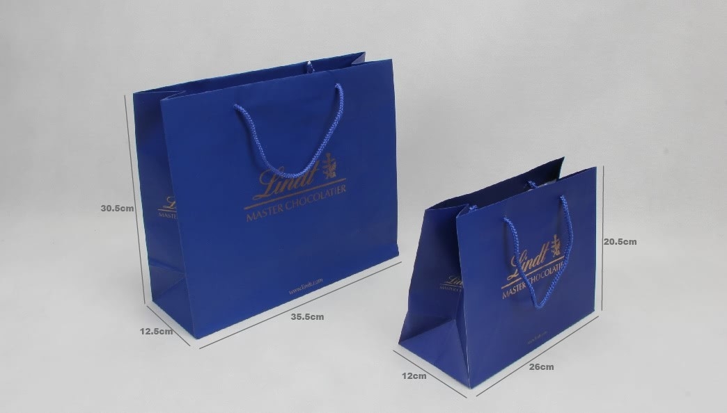 C1S C2S Glossy Coated Personalized Paper Bags Sea Blue Garment Shopping Paper Bags